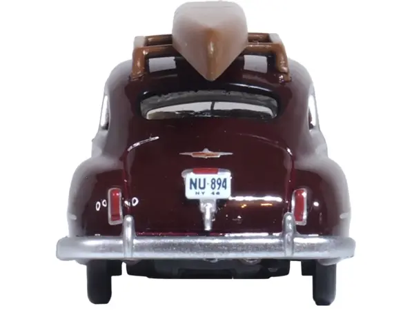 1946 DeSoto Suburban with Roof Rack and Canoe Royal Maroon 1/87 (HO) Scale Diecast Model Car by Oxford Diecast #3