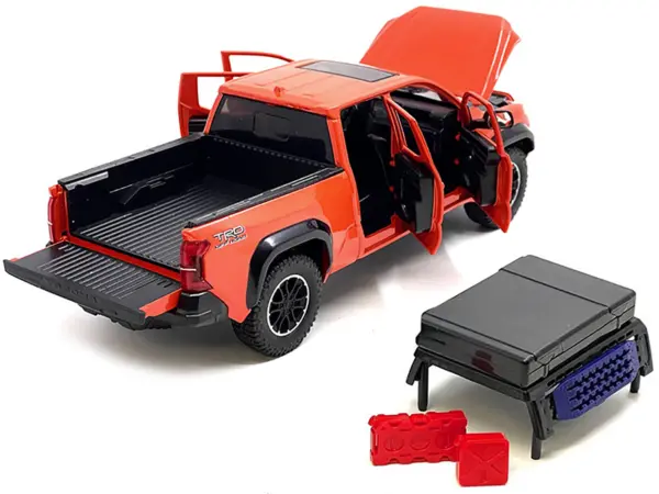 2024 Toyota Tacoma TRD Off-Road Edition Pickup Truck Octane Orange with Bed Camper 1/24 Diecast Model Car #2