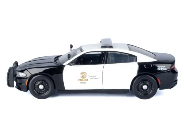 2023 Dodge Charger Pursuit Police Car "LAPD (Los Angeles Police Department)" Black and White "Law Enforcement and Public Service" Series 1/24 Diecast Model Car by Motormax #3