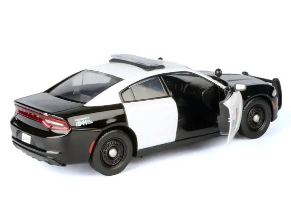 2023 Dodge Charger Pursuit Police Car "LAPD (Los Angeles Police Department)" Black and White "Law Enforcement and Public Service" Series 1/24 Diecast Model Car by Motormax #4