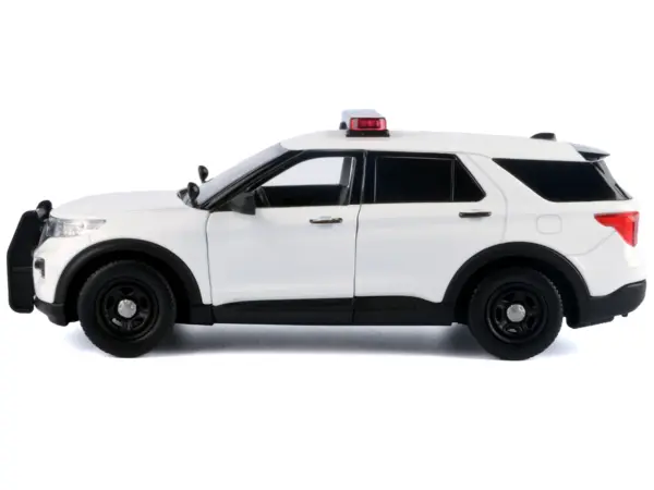 2022 Ford Police Interceptor Utility Plain White "Builder's Kit" with Flashing Light Bar and Front and Rear Lights and Sounds 1/24 Diecast Model Car by Motormax #2