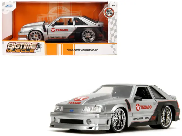 1989 Ford Mustang GT "Texaco" Silver Metallic and Matt Black "Bigtime Muscle" Series 1/24 Diecast Model Car by Jada #1