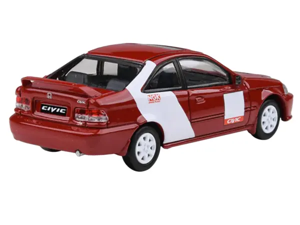 1999 Honda Civic Si EM1 "Kanjo Livery" Red with White Stripes 1/64 Diecast Model Car by Paragon Models #4