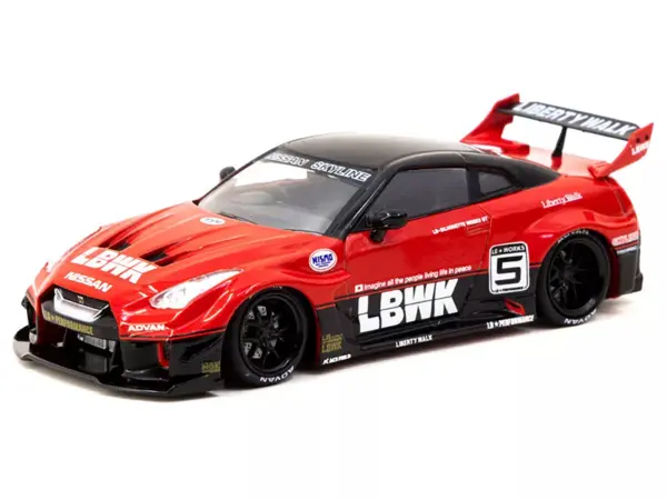 Nissan 35GT-RR LB-Silhouette WORKS GT RHD (Right Hand Drive) #5 "Liberty Walk" Red and Black "Hobby43" Series 1/43 Diecast Model Car by Tarmac Works #2