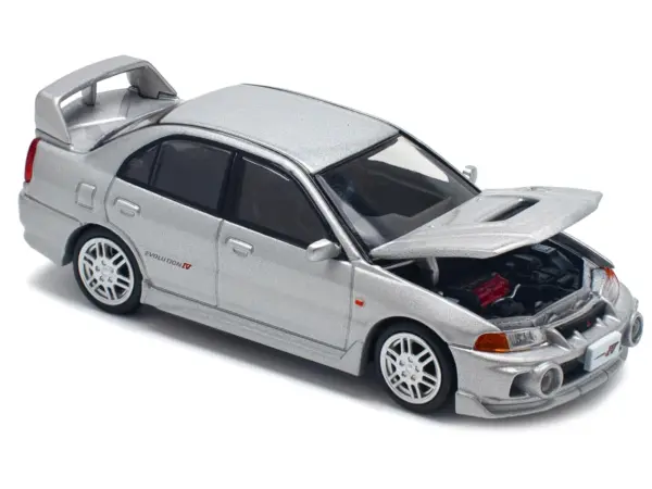 Mitsubishi Lancer Evolution IV RHD (Right Hand Drive) Steel Silver Metallic 1/64 Diecast Model Car by Pop Race #2