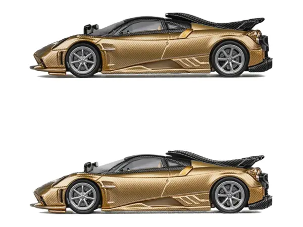 Pagani Imola Gold Carbon Metallic with Black Carbon Top with Extra Wheels 1/64 Diecast Model Car by CM Model #2