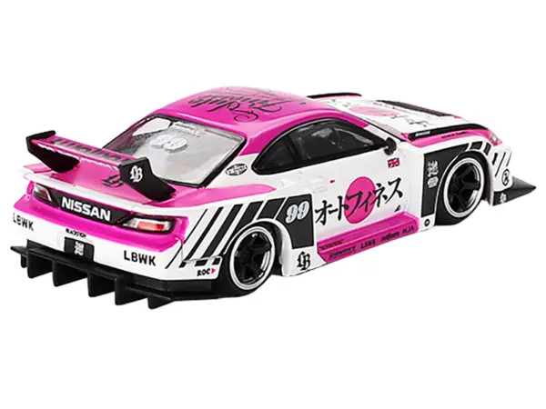 Nissan "LB-Super Silhouette" S15 SILVIA RHD (Right Hand Drive) #99 "Auto Finesse - SEMA 2023" White and Pink Limited Edition 1/64 Diecast Model Car by Mini GT #2