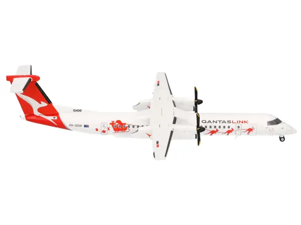 Bombardier Q400 Commercial Aircraft "QantasLink - Dasher-8 Livery" (VH-QOW) White with Graphics 1/200 Diecast Model Airplane by Herpa #2