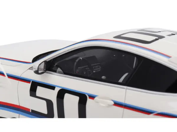 BMW M4 3.0 CSL #50 White with Blue and Red Stripes 1/18 Model Car by Top Speed #2