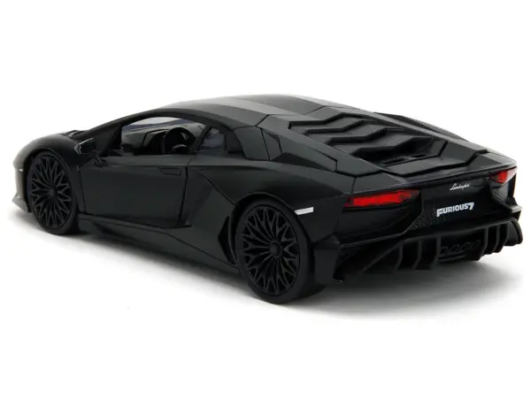 Shaw's Lamborghini Aventador Matt Black "Furious 7" (2015) Movie "Fast & Furious" Series 1/24 Diecast Model Car by Jada #5