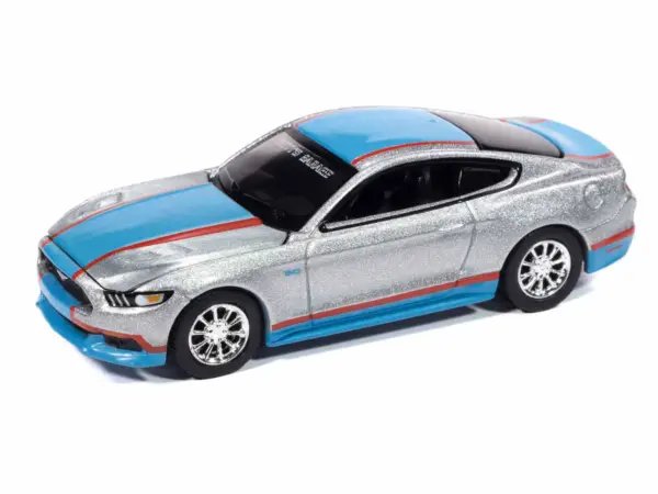 2017 Ford Mustang GT Tribute Edition "Petty's Garage" Ingot Silver Metallic with Petty Blue and Red Stripes "Modern Muscle" Series 1/64 Diecast Model Car by Auto World #2