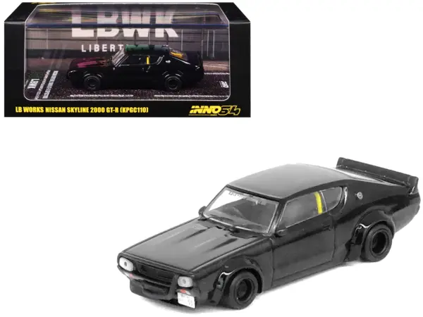 Nissan Skyline 2000 GT-R (KPGC110) RHD (Right Hand Drive) "LB-Works" Black 1/64 Diecast Model Car by Inno Models #1