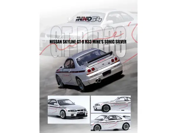 Nissan Skyline GT-R N1 (R33) RHD (Right Hand Drive) "Tuned by Mine's" Silver 1/64 Diecast Model Car by Inno Models #4