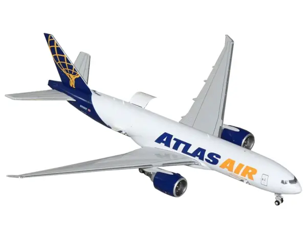 Boeing 777-200LRF Commercial Aircraft "Atlas Air" (N703GT) White with Blue Tail "Interactive Series" 1/400 Diecast Model Airplane by GeminiJets #2