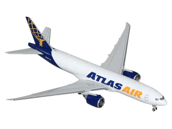 Boeing 777-200LR Commercial Aircraft "Atlas Air" (N703GT) White with Blue Tail 1/400 Diecast Model Airplane by GeminiJets #2