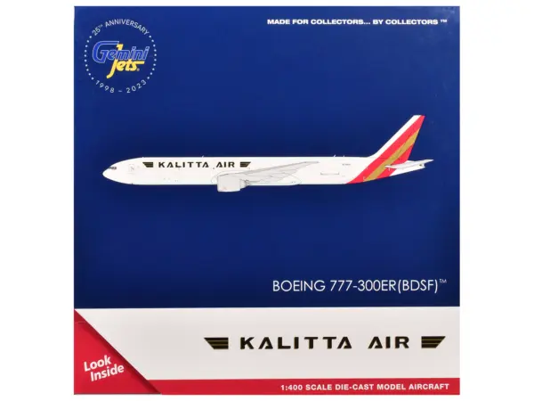 Boeing 777-300ER Commercial Aircraft "Kalitta Air" (N779CK) White with Red Tail 1/400 Diecast Model Airplane by GeminiJets #3