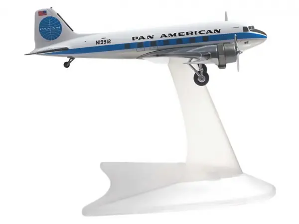 Douglas DC-3 Commercial Aircraft "Pan American World Airways" (N19912) White with Blue Stripes 1/200 Diecast Model Airplane by Herpa #2