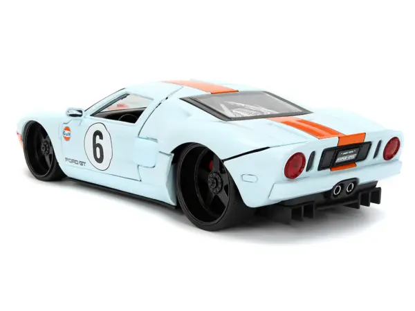 2005 Ford GT #6 "Gulf Oil" Light Blue with Orange Stripes "Hyper-Spec" Series 1/24 Diecast Model Car by Jada #5