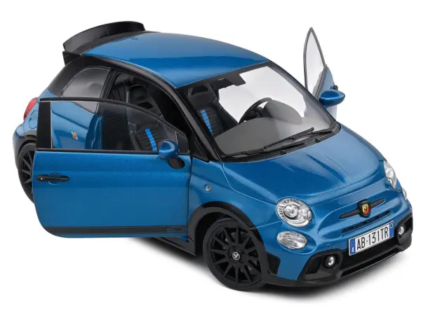 2022 Fiat 695 Abarth "Tributo 131 Rally" Podium Blue Metallic with Black Side Stripes 1/18 Diecast Model Car by Solido #2