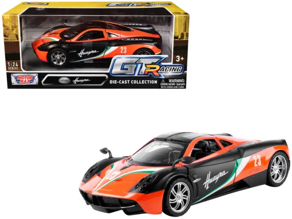 Pagani Huayra #23 Orange and Black with Stripes "GT Racing" Series 1/24 Diecast Model Car by Motormax #1