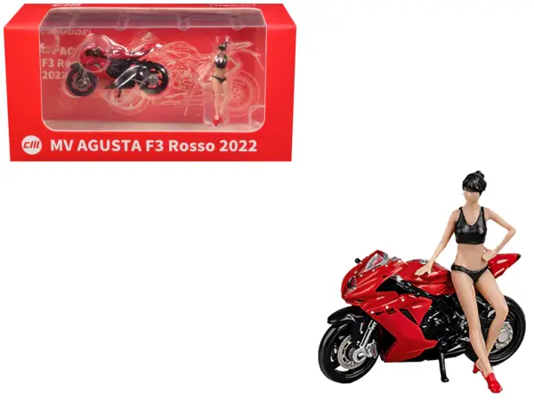 2022 MV Agusta F3 Rosso Motorcycle Red with Figure 1/64 Diecast Model by CM Model #1