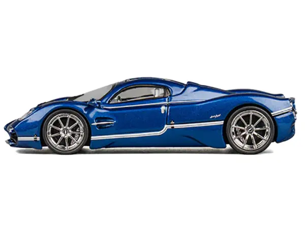 Pagani Utopia Blue Metallic with White Stripes 1/64 Diecast Model Car by CM Model #3