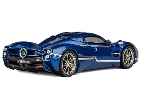 Pagani Utopia Blue Metallic with White Stripes 1/64 Diecast Model Car by CM Model #4