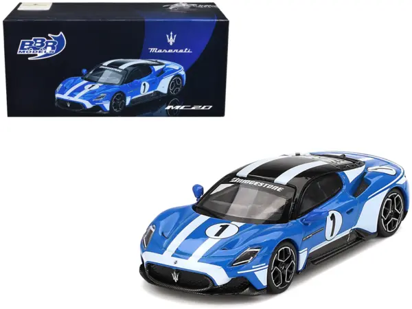 Maserati MC20 #1 Blue with White Stripes and Black Top "Maserati Performance Experience" 1/64 Diecast Model Car by BBR #1