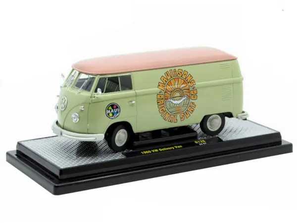 1960 Volkswagen Delivery Van "Maui & Sons" Light Olive Green with Salmon Top Limited Edition to 6650 pieces Worldwide 1/24 Diecast Model Car by M2 Machines #2