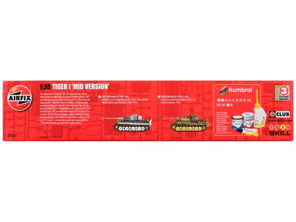 Level 3 Model Kit Tiger I "Mid Version" Tank with 2 Scheme Options 1/35 Plastic Model Kit by Airfix #2