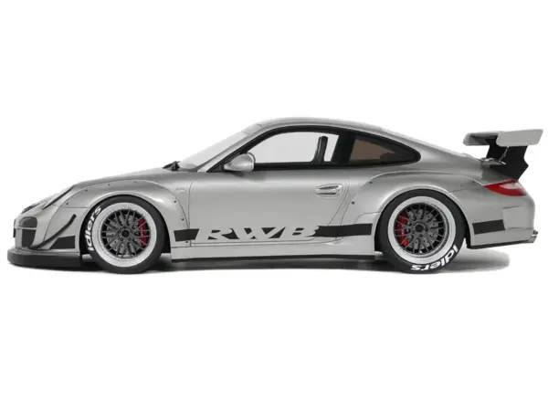 2024 Porsche 911 RWB Abu Silver Metallic with Black Hood 1/18 Model Car by GT Spirit #4
