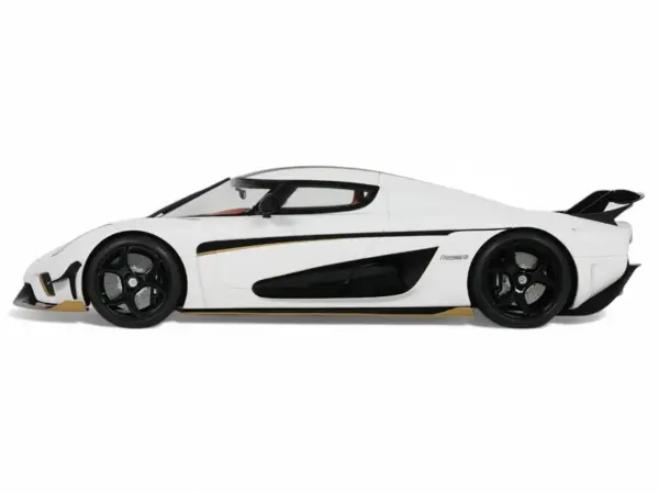 2023 Koenigsegg Regera White with Black Stripes 1/18 Model Car by GT Spirit #4