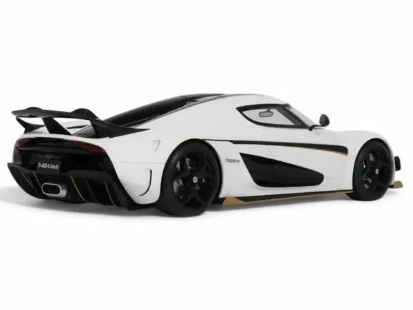 2023 Koenigsegg Regera White with Black Stripes 1/18 Model Car by GT Spirit #5