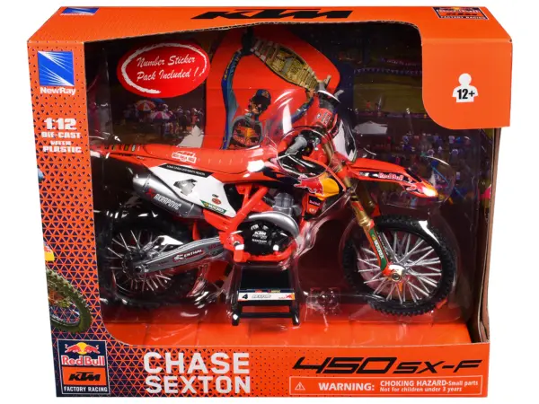 KTM 450 SX-F Motorcycle #4 Chase Sexton "Red Bull KTM Factory Racing" 1/12 Diecast Model by New Ray #3