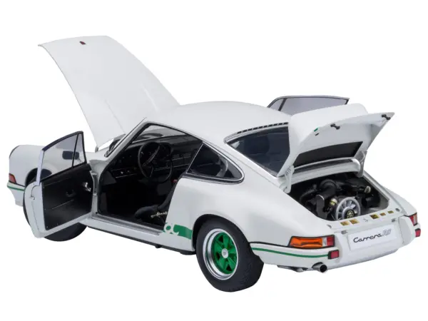 Porsche 911 Carrera 2.7 RS Grand Prix White with Green Stripes and Wheels 1/18 Model Car by Autoart #2