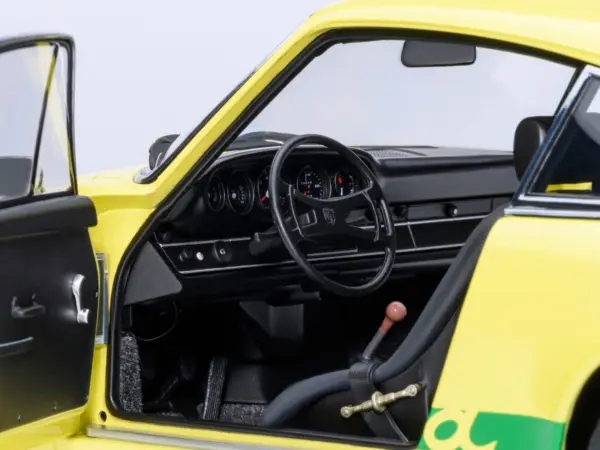 Porsche 911 Carrera 2.7 RS Light Yellow with Green Stripes and Wheels 1/18 Model Car by Autoart #5
