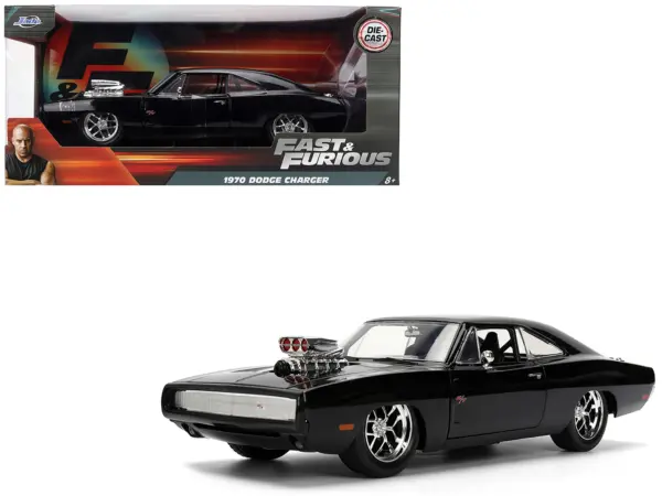 1970 Dodge Charger R/T Black "Furious 7" (2015) Movie "Fast & Furious" Series 1/24 Diecast Model Car by Jada #1