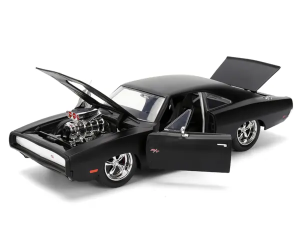 1970 Dodge Charger R/T Matt Black "Fast & Furious" (2009) Movie "Fast & Furious" Series 1/24 Diecast Model Car by Jada #2