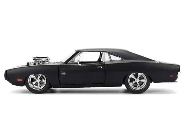 1970 Dodge Charger R/T Matt Black "Fast & Furious" (2009) Movie "Fast & Furious" Series 1/24 Diecast Model Car by Jada #3