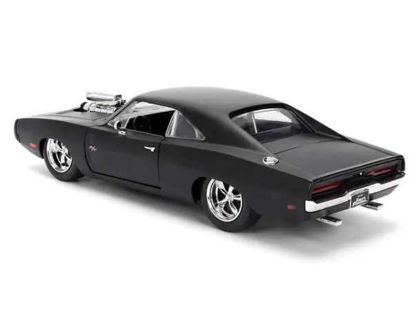 1970 Dodge Charger R/T Matt Black "Fast & Furious" (2009) Movie "Fast & Furious" Series 1/24 Diecast Model Car by Jada #4