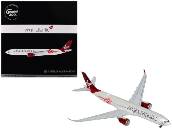Airbus A330-900 Commercial Aircraft "Virgin Atlantic" (G-VSRB) Gray with Red Tail "Gemini 200" Series 1/200 Diecast Model Airplane by GeminiJets #1