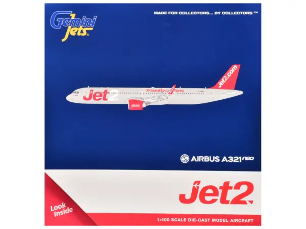 Airbus A321neo Commercial Aircraft "Jet2" (G-SUNO) Gray Metallic with Red Tail 1/400 Diecast Model Airplane by GeminiJets #3
