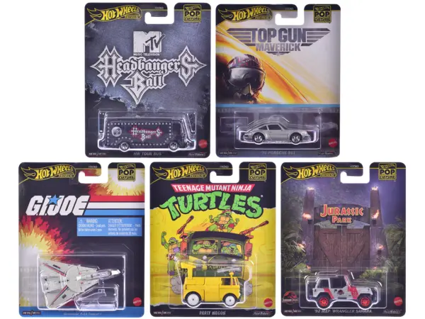 "Pop Culture 2025" 5 piece Set K "Premium Series" Diecast Model Cars by Hot Wheels #1