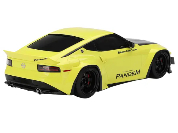 Nissan Z (RZ34) "Pandem" Ikazuchi Yellow with Matt Black Hood 1/18 Model Car by Top Speed #4