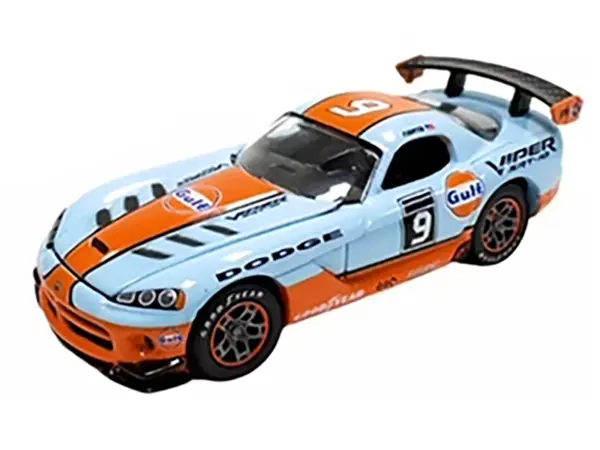 2008 Dodge Viper SRT10 #9 "Gulf Oil" Light Blue and Orange Limited Edition to 2496 pieces Worldwide 1/64 Diecast Model Car by Johnny Lightning #2