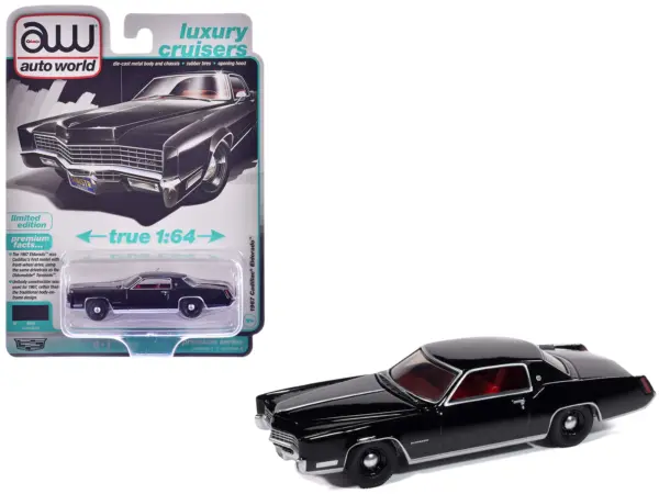 1967 Cadillac Eldorado Sable Black with Red Interior "Luxury Cruisers" Series 1/64 Diecast Model Car by Auto World #1