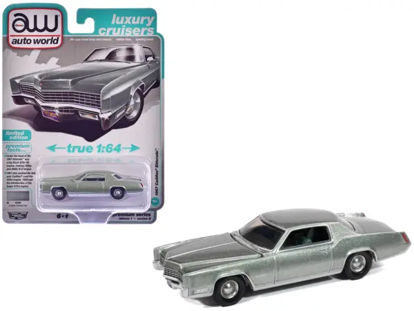 1967 Cadillac Eldorado Crystal Firemist Metallic with Green Interior "Luxury Cruisers" Series 1/64 Diecast Model Car by Auto World #1