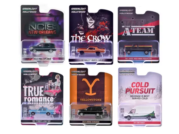 "Hollywood Series" Set of 6 pieces Release 43 1/64 Diecast Model Cars by Greenlight #1