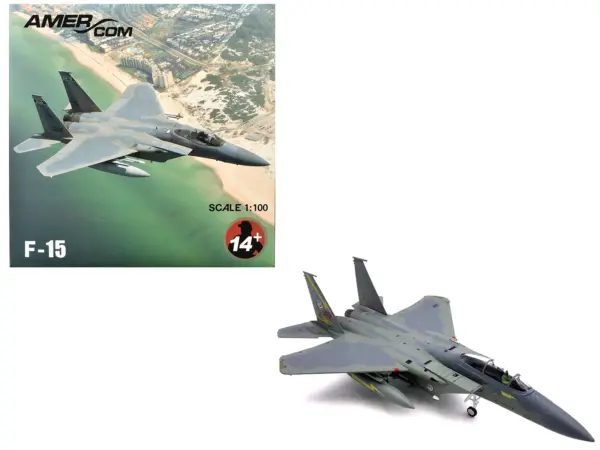 McDonnell Douglas F-15A Eagle Aircraft "Spittin Kittens 5th Fighter-Interceptor Squadron Tactical Air Command Minot AFB" (1985) United States Air Force 1/100 Diecast Model Airplane #1