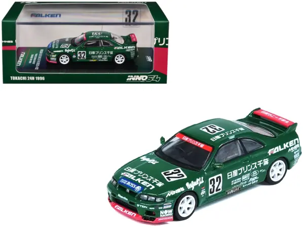 Nissan Skyline GT-R (R33) RHD (Right Hand Drive) #32 "Prince Chiba Falken" N1 Super Endurance Series "Tokachi 24 Hours" (1996) 1/64 Diecast Model Car by Inno Models #1
